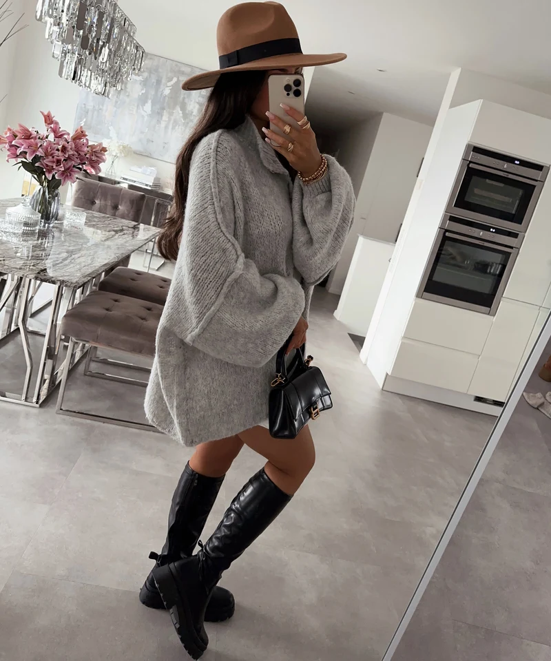 Oversize Strickjacke Jalsien Grau