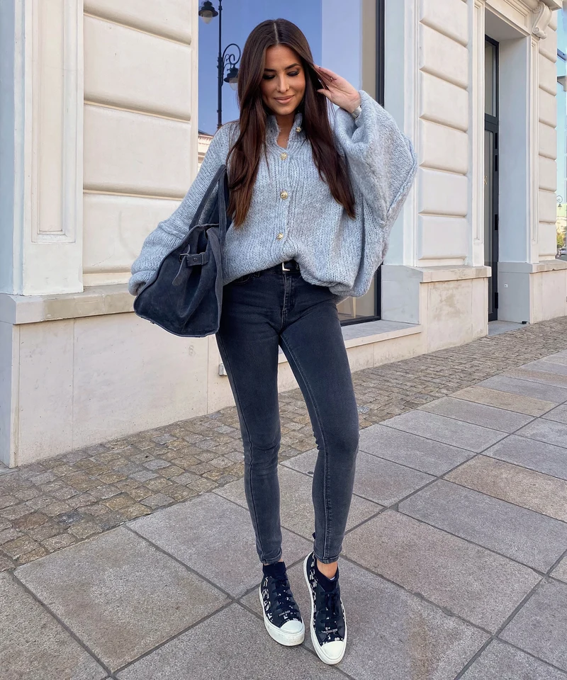 Oversize Strickjacke Jalsien Grau
