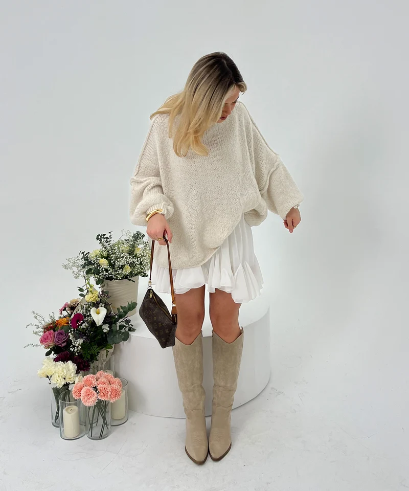 Cowboy Stiefel Selenay Beige Hoch