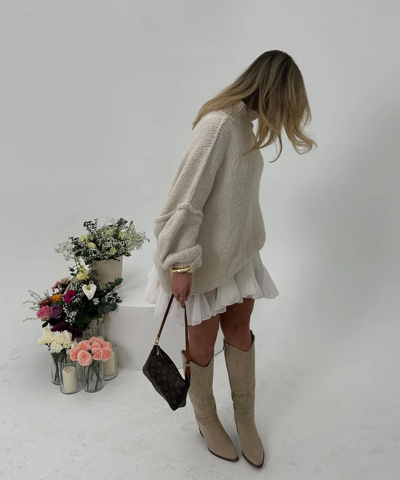 Cowboy Stiefel Selenay Beige Hoch