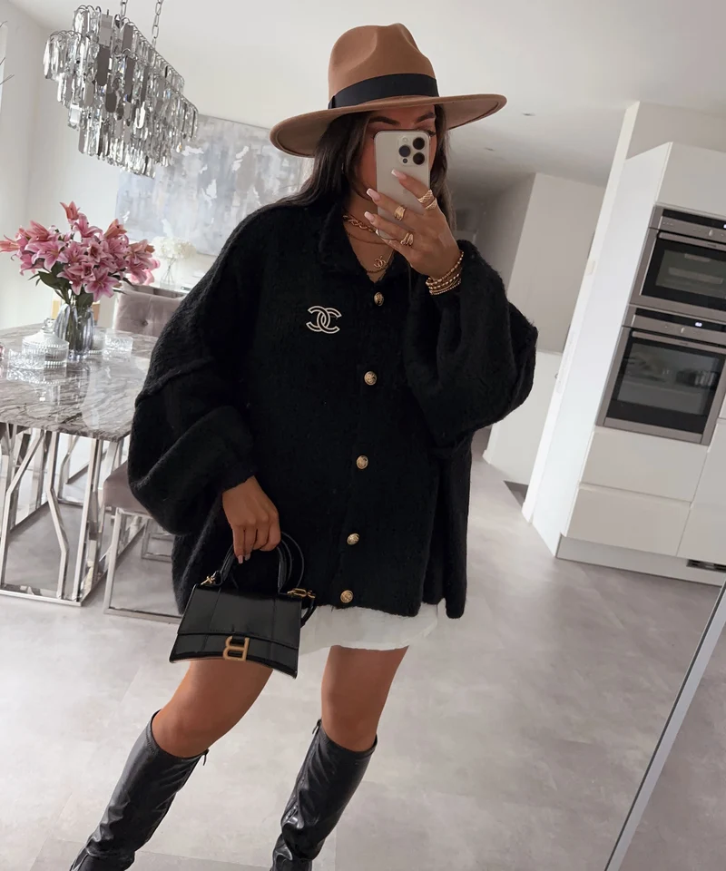 Oversize Strickjacke Jalsien Schwarz