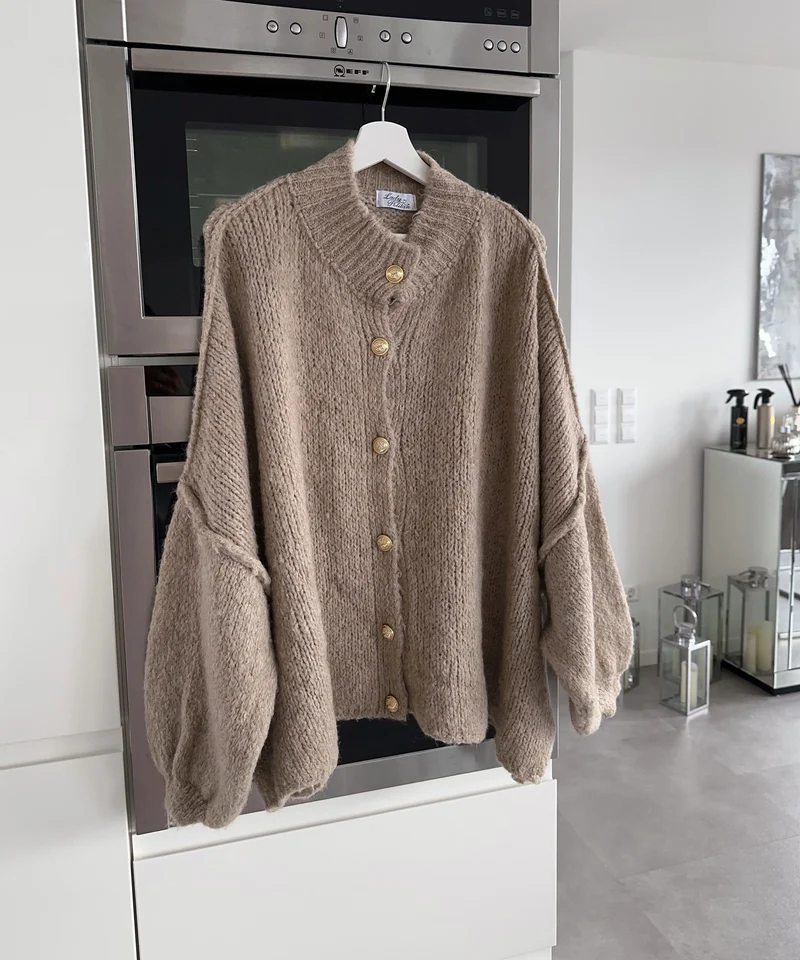Oversize Strickjacke Jalsien Taupe