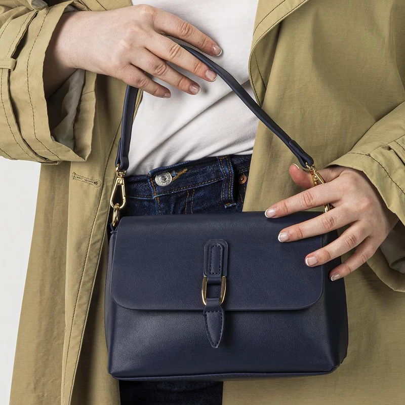 Buckle-Closure Handbag - BELHETIA41001 / 327 409 - Navy