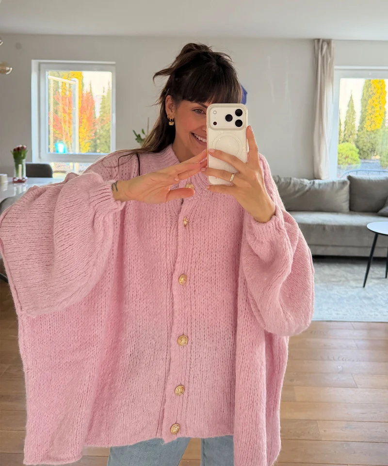 Oversize Strickjacke Jalsien Rosa