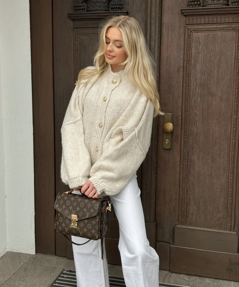 Oversize Strickjacke Jalsien Beige
