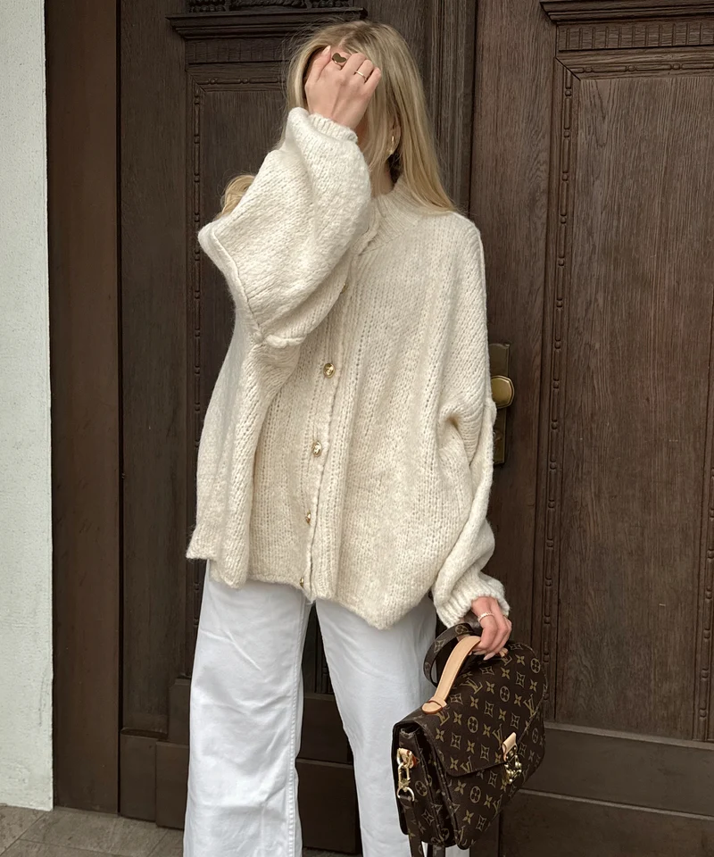 Oversize Strickjacke Jalsien Beige