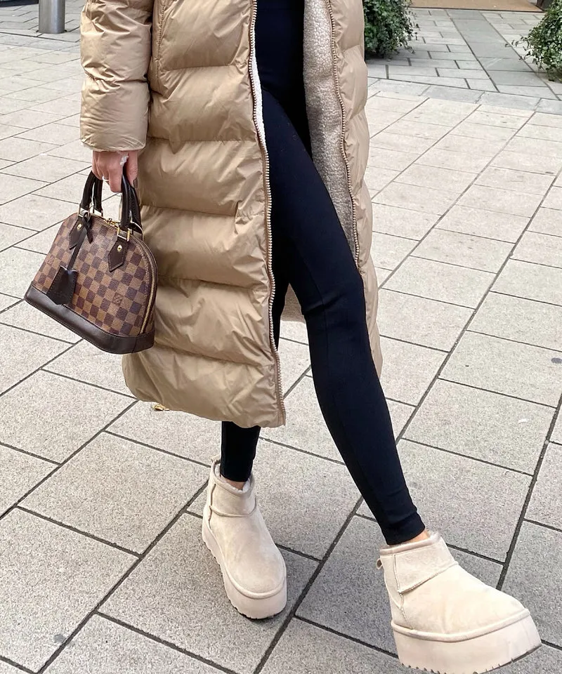Gefütterte Plateau Boots Nina Beige