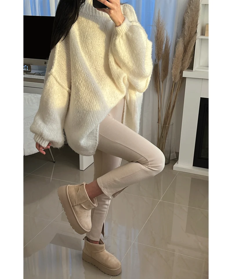 Gefütterte Plateau Boots Nina Beige