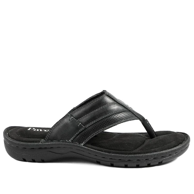 Leather Slip On Sandals - AATRA43002 / 328 935 - Black