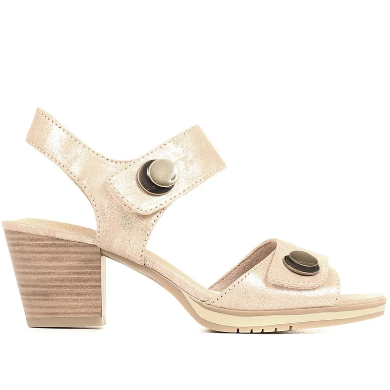 Adjustable Block-Heeled Sandals - JANSP35039 / 321 373 - Metallic