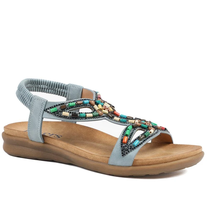 Elasticated Embellished Slingback Sandals - BAIZH43002 / 328 880
