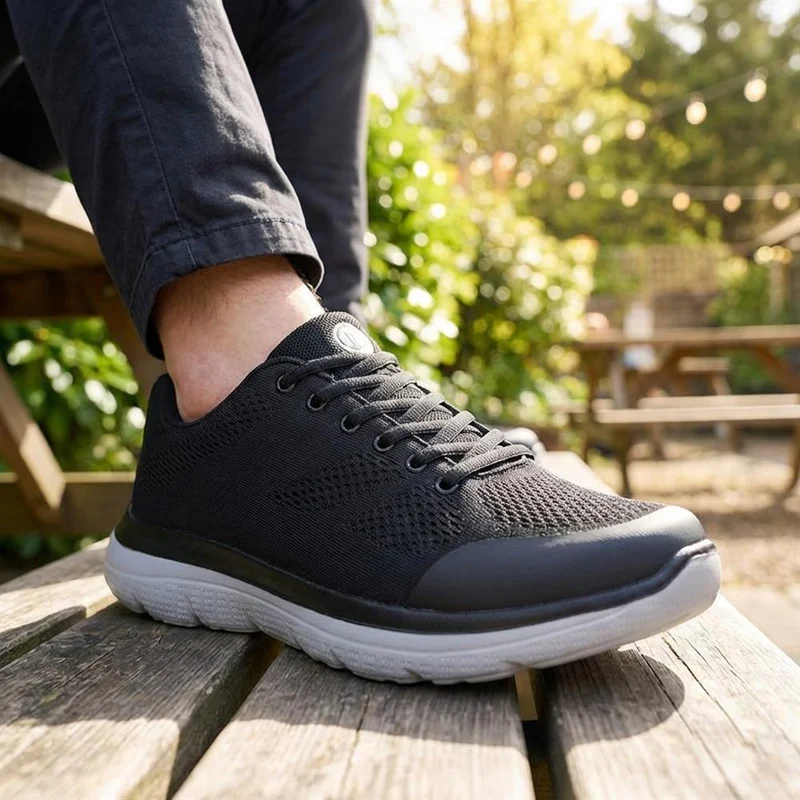 Wide Fit Memory Foam Lace Up Trainers - BOJIE43001 / 328 889 - Black