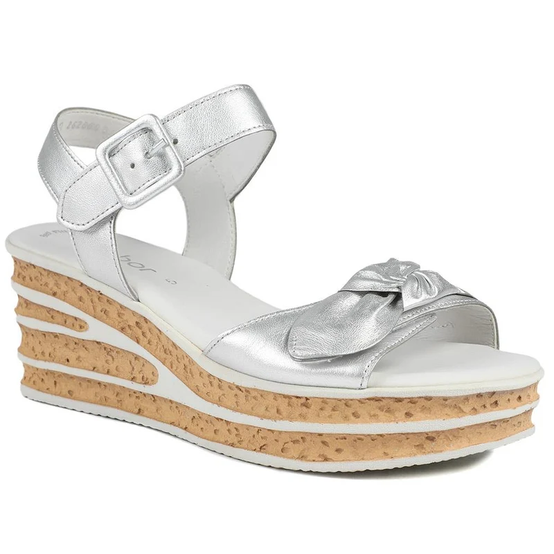 Gabor Leather Wedge Sandals - GAB43009 / 328 672 - Silver