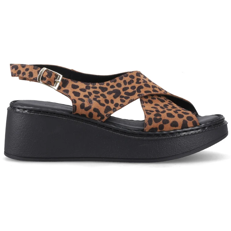 Hush Puppies Bex Damen-Keilsandalen mit Absatz | Leopardenmuster