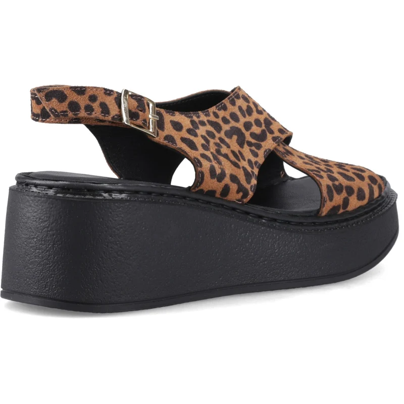 Hush Puppies Bex Damen-Keilsandalen mit Absatz | Leopardenmuster