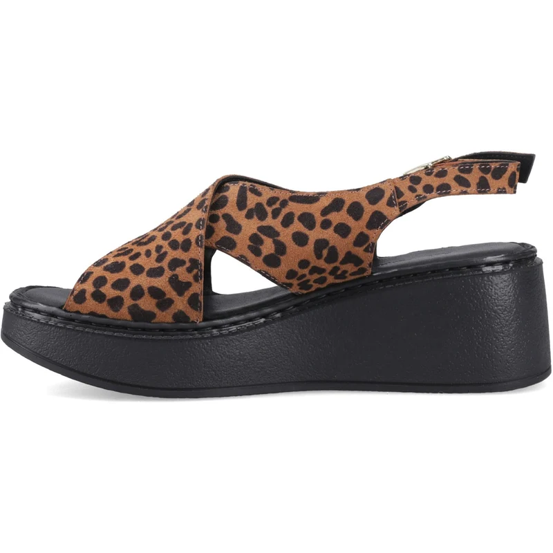 Hush Puppies Bex Damen-Keilsandalen mit Absatz | Leopardenmuster