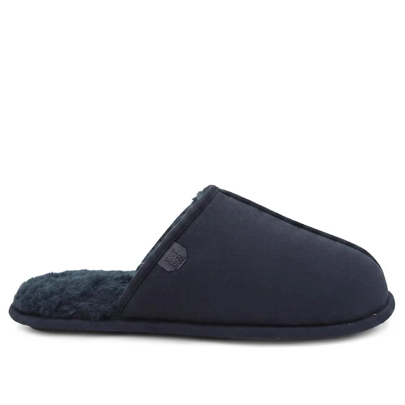 Wide Fit Luxury Mule Slippers - QING44013 / 330 360 - Navy