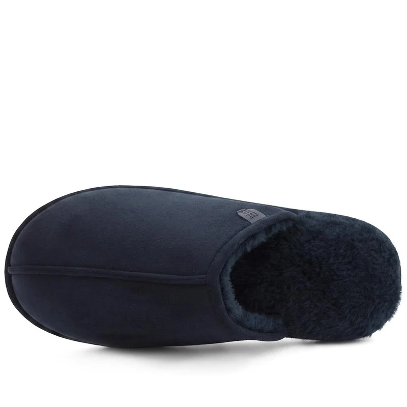 Wide Fit Luxury Mule Slippers - QING44013 / 330 360 - Navy