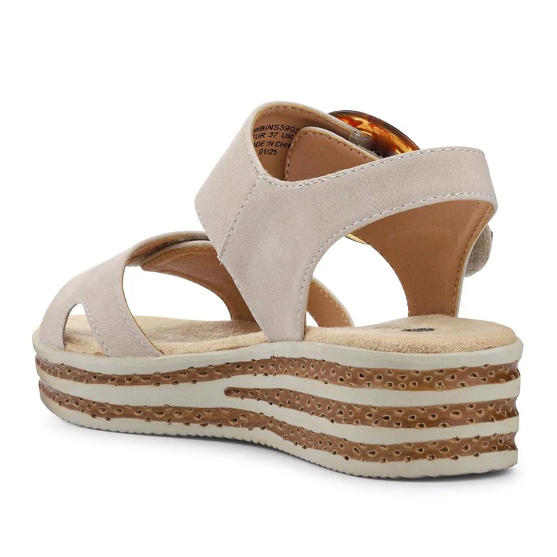 Touch Fasten Wedge Sandals - WBINS39033 / 325 232 - Beige