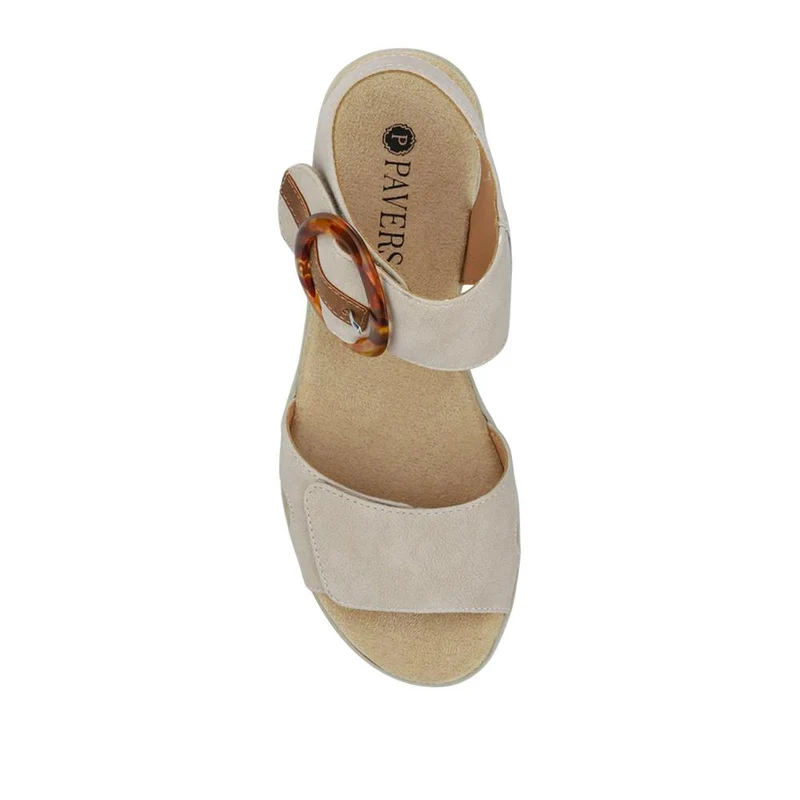Touch Fasten Wedge Sandals - WBINS39033 / 325 232 - Beige