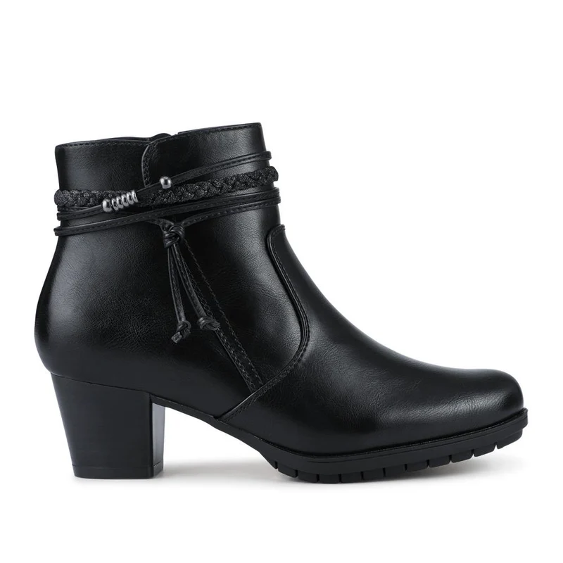 Lace-Detailed Heeled Ankle Boots - WOIL40039 / 326 351 - Black