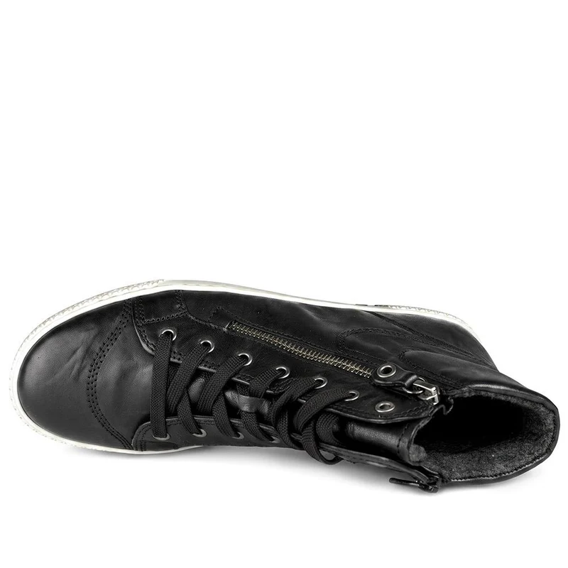 Gabor Leather Zip & Lace Hi Top Trainers - GABC44055 / 330 681 - Black
