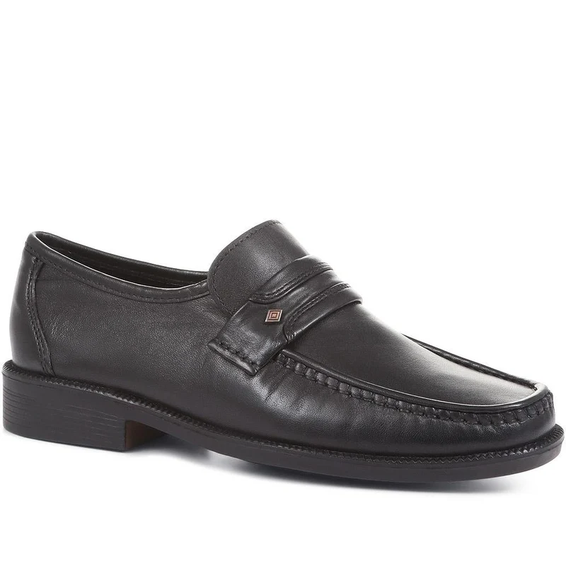 Wide Fit Classic Leather Loafers - NAP35027 / 322 486 - Black