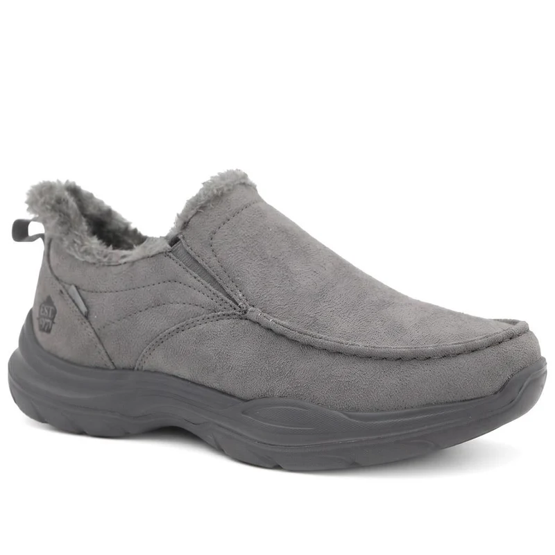 Easy Step In Wide Fit Rugged Slippers - BOJIE42010 / 327 864 - Charcoal