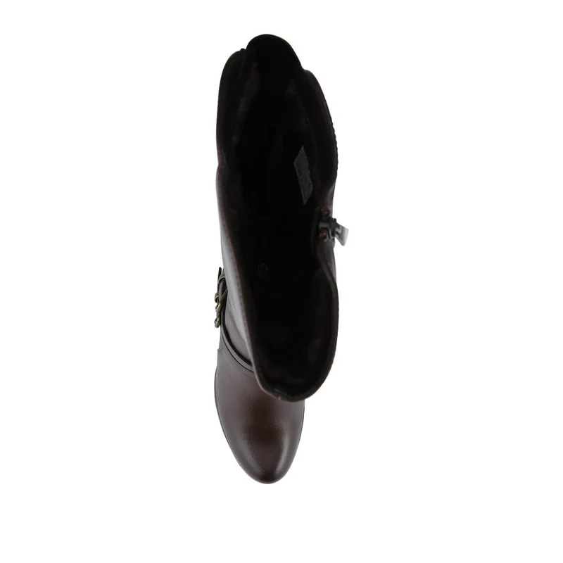 Heeled Calf-Stretch Long Boots - WK42007 / 327 914 - Chocolate