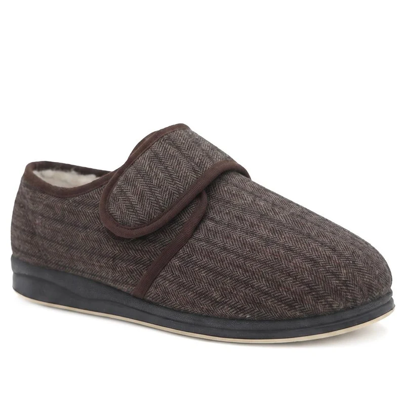 Extra Wide Faux Fur Lined Slippers - AUGUST / 328 471 - Brown