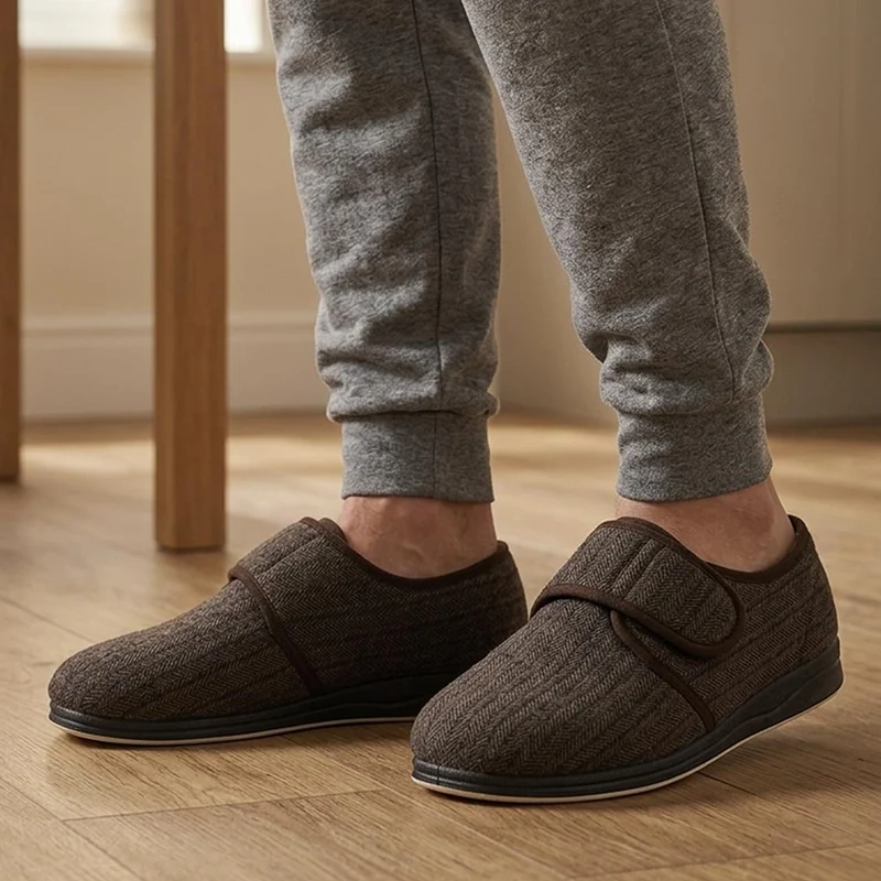 Extra Wide Faux Fur Lined Slippers - AUGUST / 328 471 - Brown