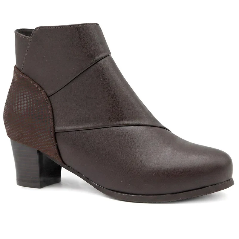 Wide Fit Warm Lined Stacked Heel Ankle Boots - WLIG44004 / 329 747