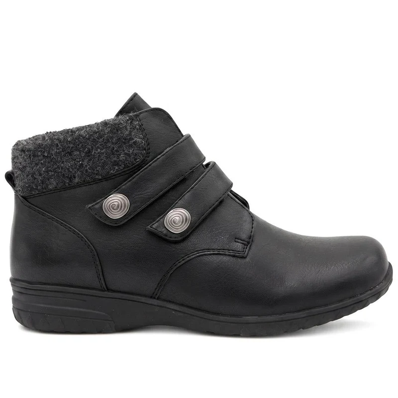 Dual Adjustable Fasten Ankle Boots - WBINS44067 / 329 963 - Black