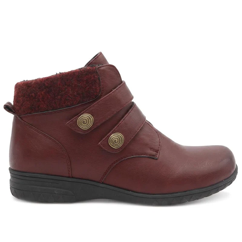 Dual Adjustable Fasten Ankle Boots - WBINS44067 / 329 963 - Burgundy