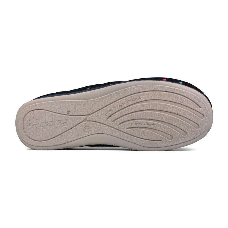 Padders Ladies Slippers 2E Fit Vulcanised - REPOSE - Repose / null - Navy Woven Spot