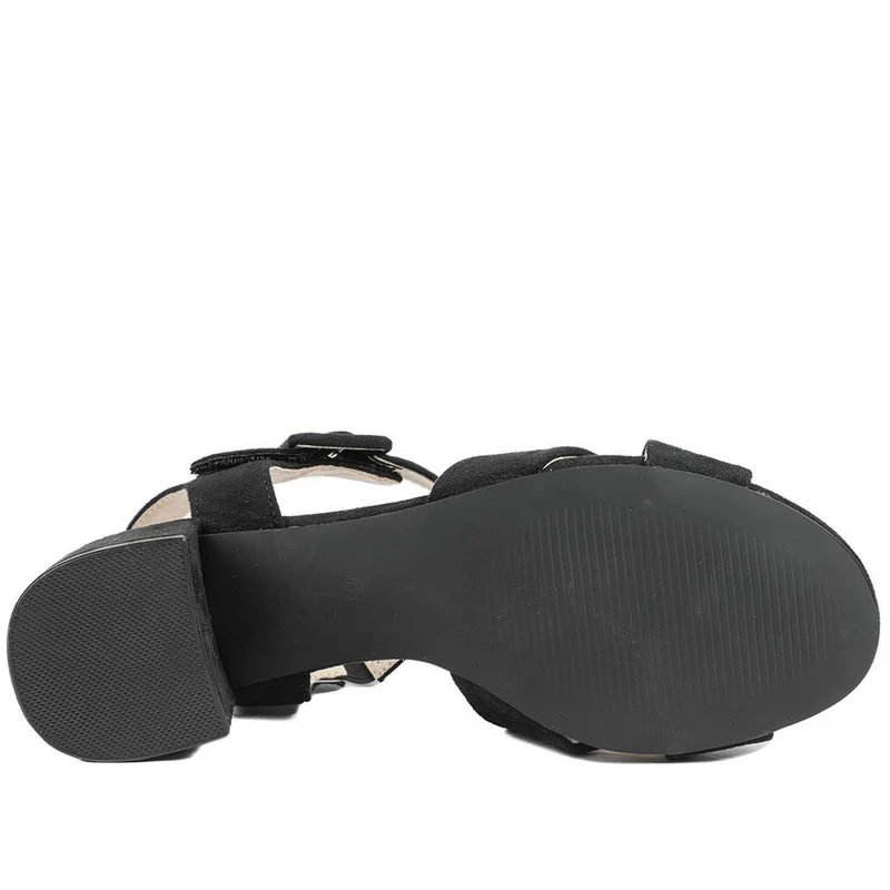 Elegant Block Heeled Sandals - WBINS41053 / 327 111 - Black