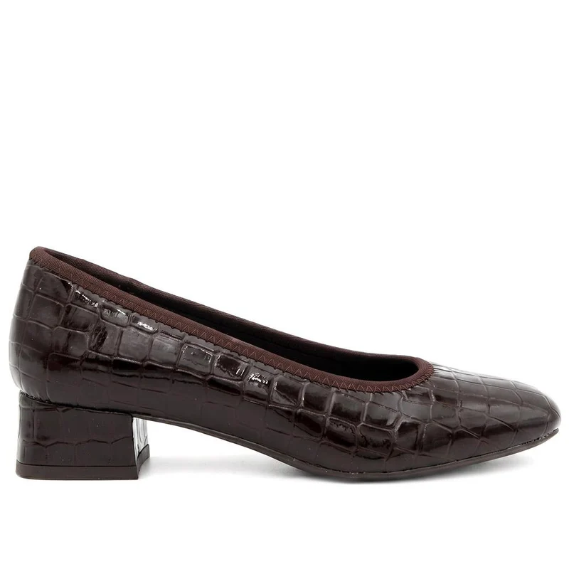 Smart Patent Block Heel Court Shoes - SANYI44015 / 329 911 - Dark Brown