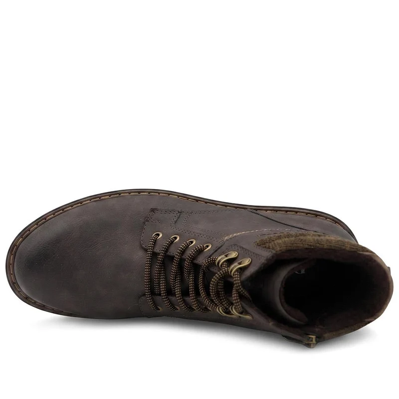 Padded Cuff Lace Up Boots - GANG44011 / 329 939 - Brown