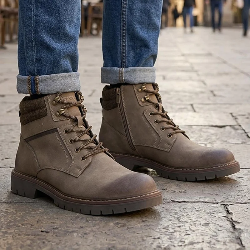 Padded Cuff Lace Up Boots - GANG44011 / 329 939 - Tan