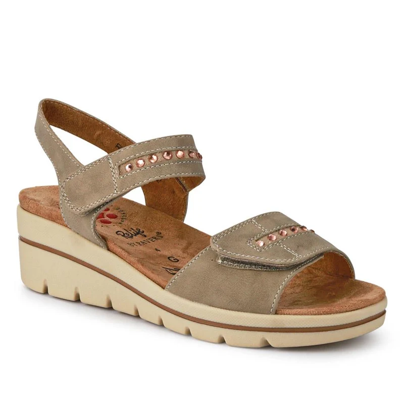Relife Touch Fasten Wedge Heel Sandals - RELIF41032 / 326 875 - Beige