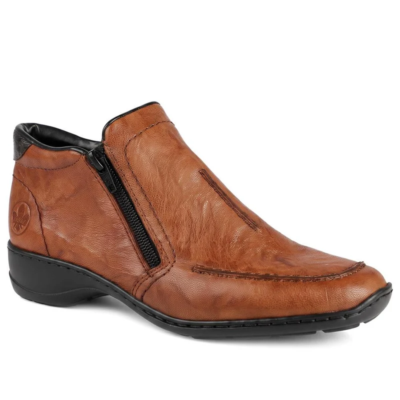 Rieker Leather Zip Close Ankle Boots - RKR44512 / 329 721 - Tan