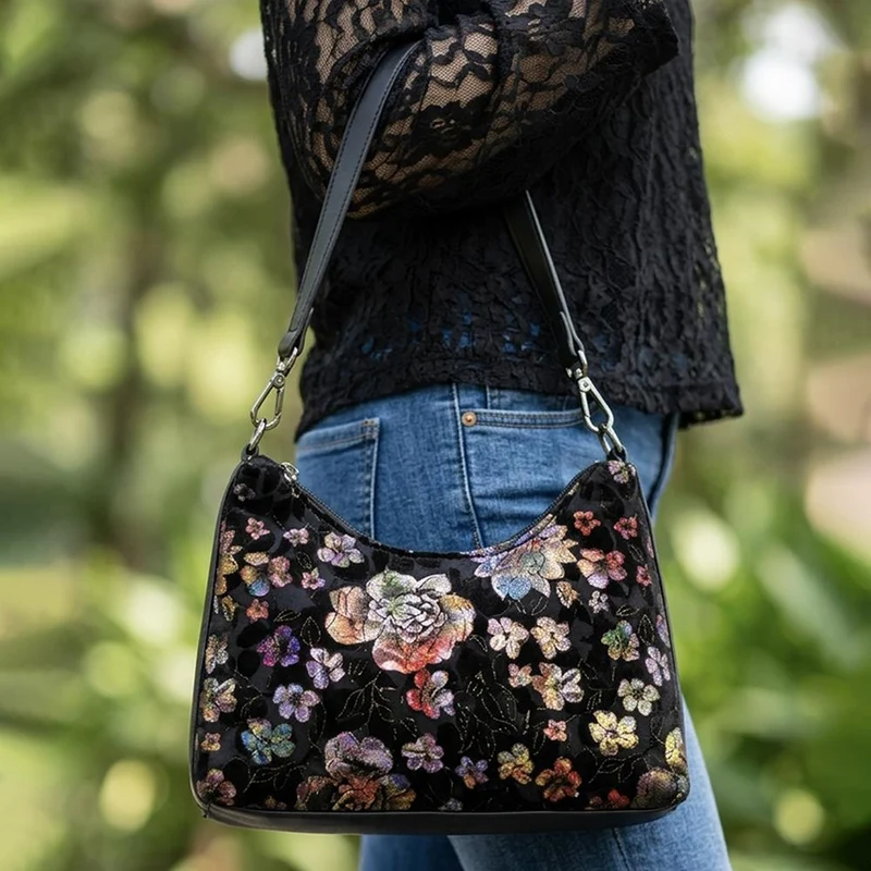 Lightweight Crossbody Bag - RIM44005 / 329 888 - Black Floral