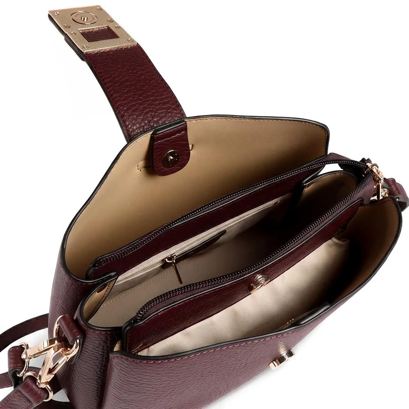 Faux Leather Daily Crossbody Bag - HETIA44004 / 329 962 - Burgundy