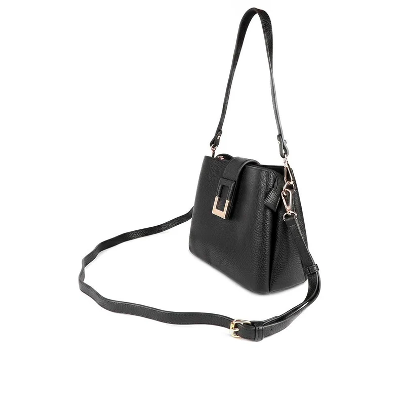 Faux Leather Daily Crossbody Bag - HETIA44004 / 329 962 - Black