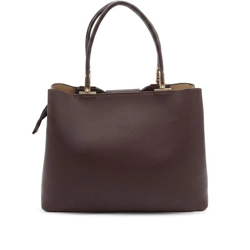 Bellissimo Mixed Finish Handbag - BELHETIA44021 / 330 180 - Chocolate