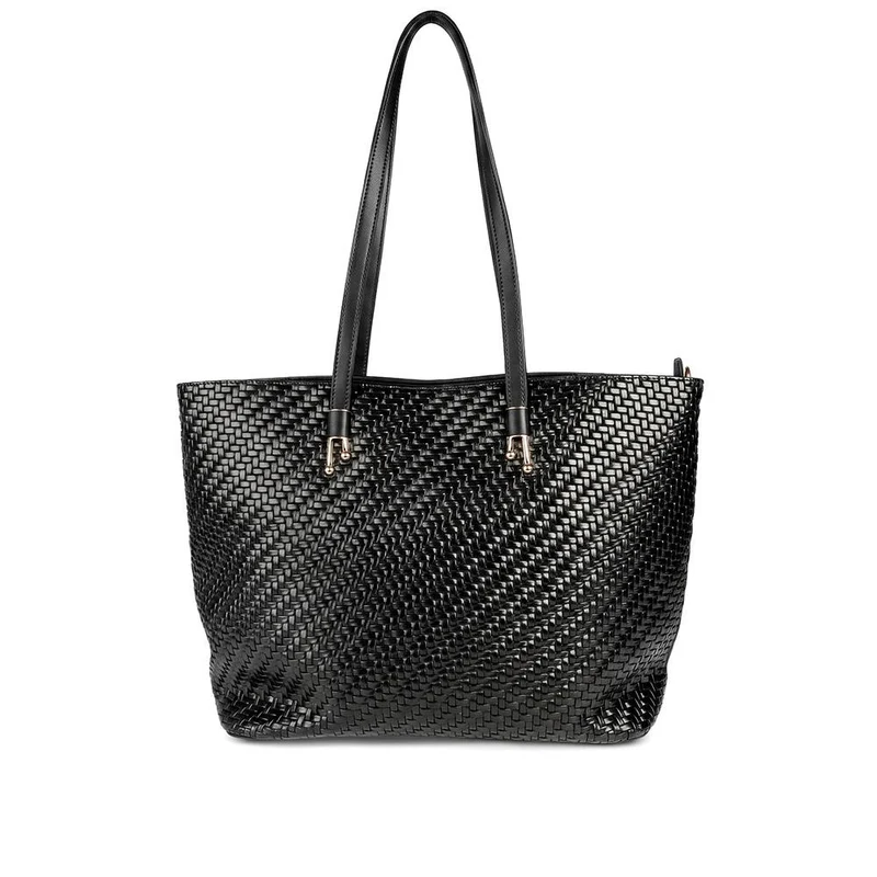 Woven Zip Close Shoulder Bag - BELHETIA44016 / 330 178 - Black