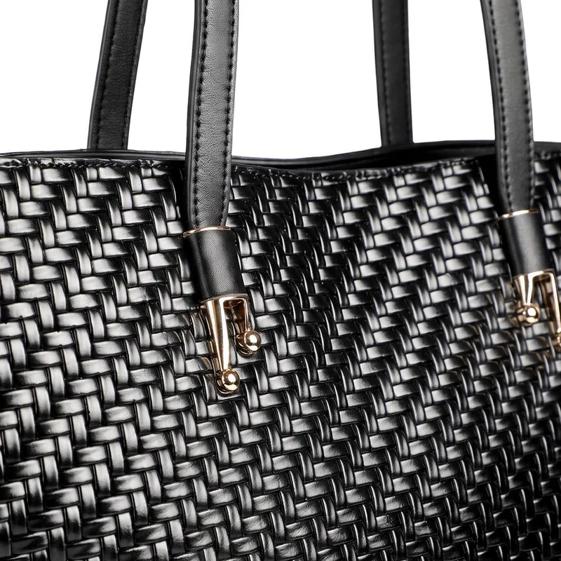 Woven Zip Close Shoulder Bag - BELHETIA44016 / 330 178 - Black