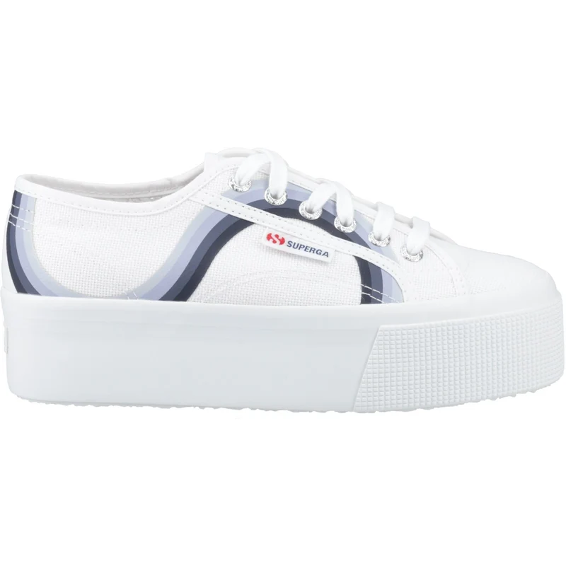 Superga Damen-Sneaker 2790 mit runden Streifen | Weiß-Blau