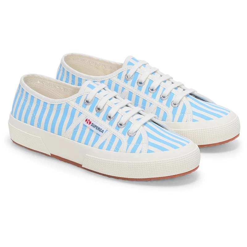 Superga Damen-Sneaker 2750 mit Streifenmuster | Off-White Azurblau
