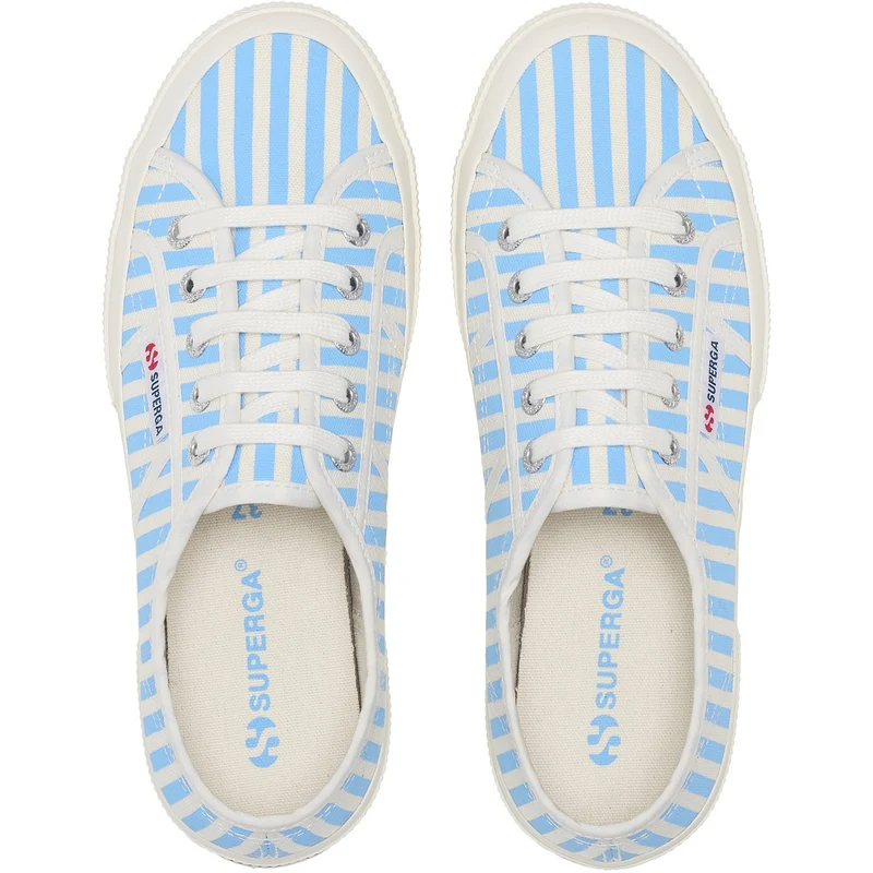 Superga Damen-Sneaker 2750 mit Streifenmuster | Off-White Azurblau